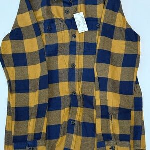 The Children's Place Blue and Brown Plaid Button Down Shirt Boys Size 10/12